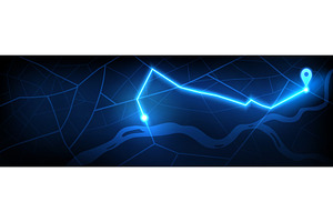 Neon digital navigation map with, a Technology Illustration by art PVP - market
