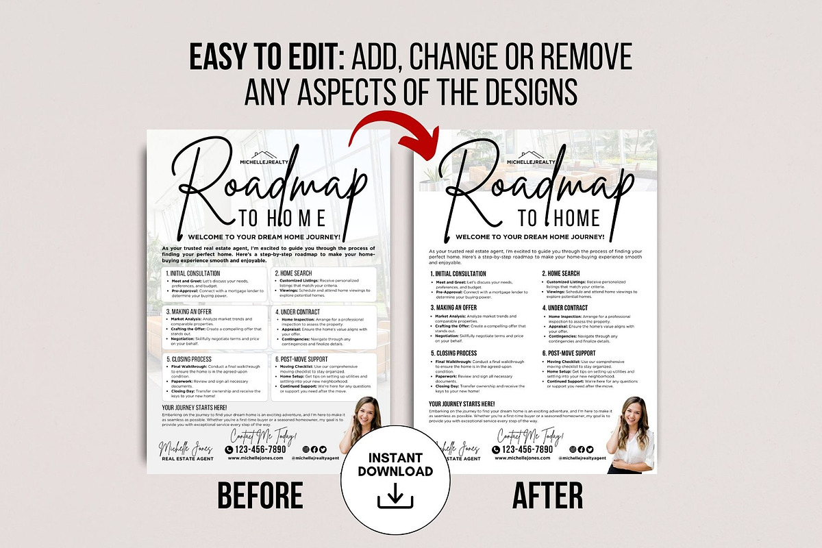 Real Estate Roadmap to Home Flyer, a Flyer Template by CreativeVinesStore (Photo 5 of 5)