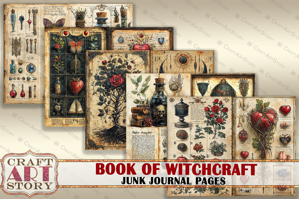 Book Witchcraft junk journal Pages, an Object Illustration by CraftArtStory (Photo 2 of 7)
