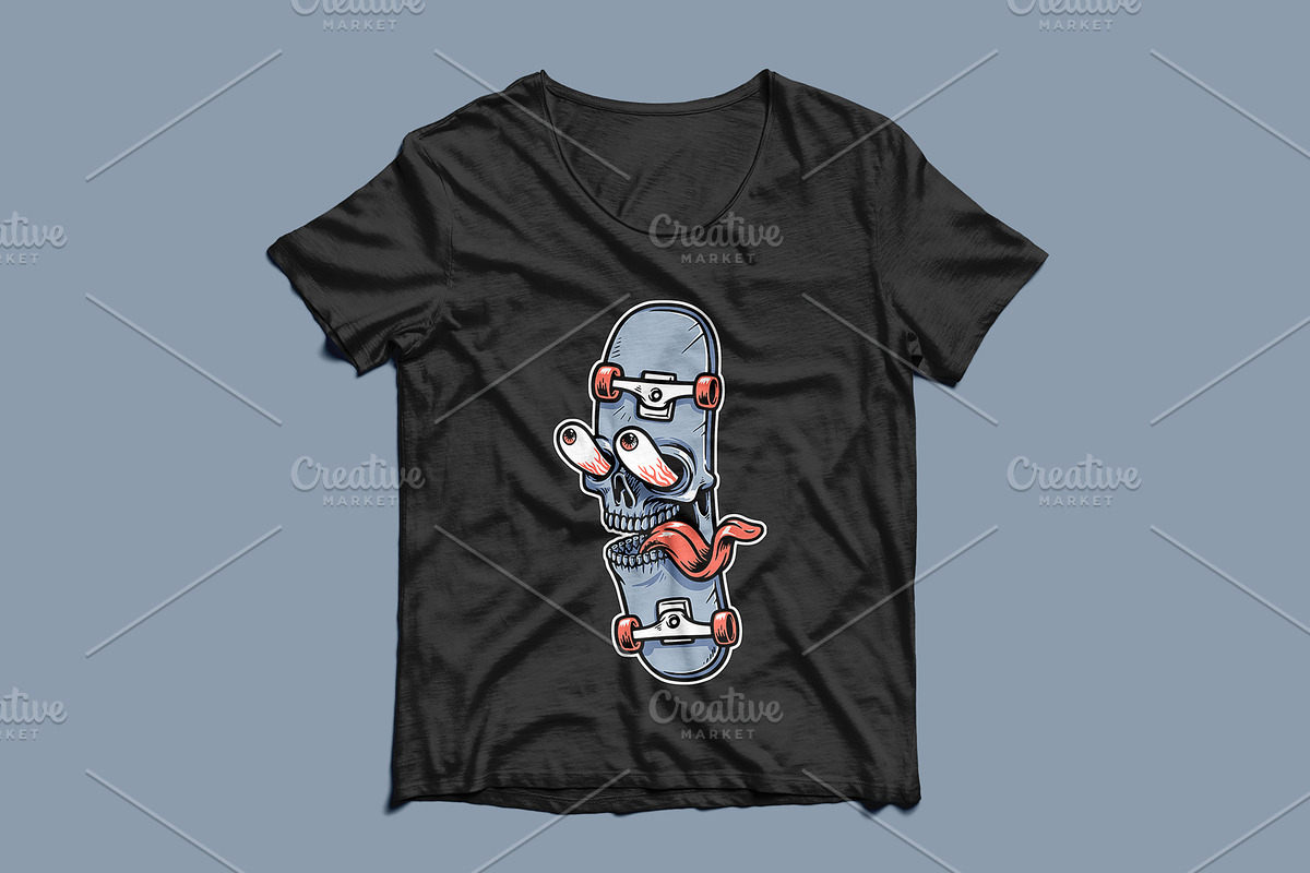 funny skull face skateboard, a Sport Illustration by gunaonedesign (Photo 3 of 4)
