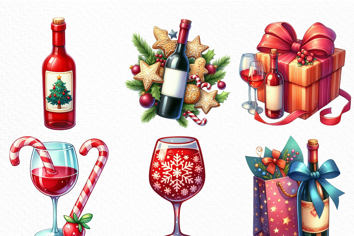 Christmas Red Wine Clipart, an Illustration by Craft Nest (Photo 5 of 6)