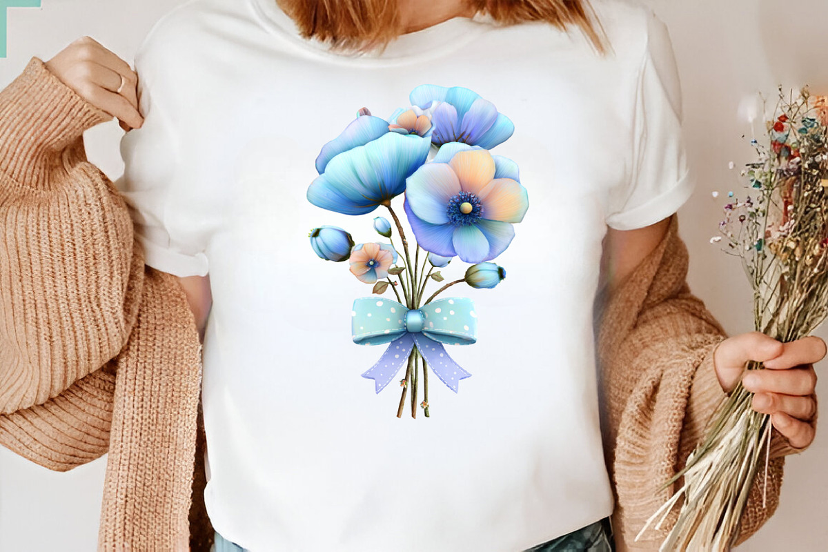 Whimsical Blue Flowers Spring Clipar, an Illustration by SVGArt (Photo 8 of 9)