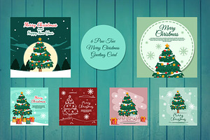 6 Pine Tree Christmas Greeting Card, a Business Card Template by jongcreative