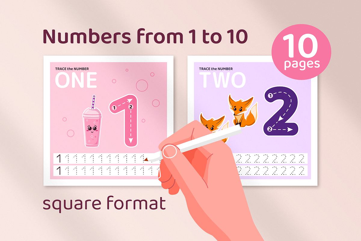 20 Number Tracing Pages for Kids, an Education Illustration by IuliiaSavko (Photo 2 of 6)
