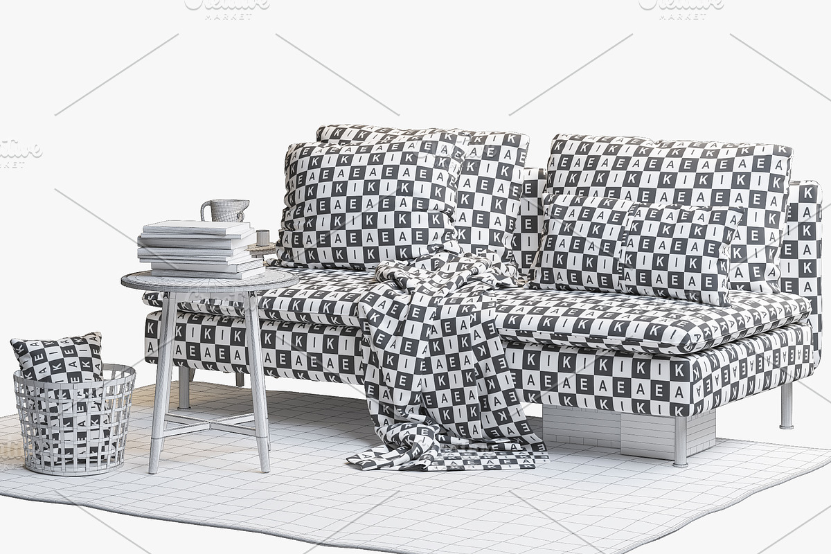 Two-seat sofa 3d model, a Furniture 3D Model by 3dmitruk (Photo 8 of 11)