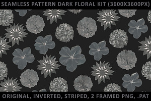 Seamless Pattern Dark Floral Kit, a Pattern Graphic by DanFLCreativo