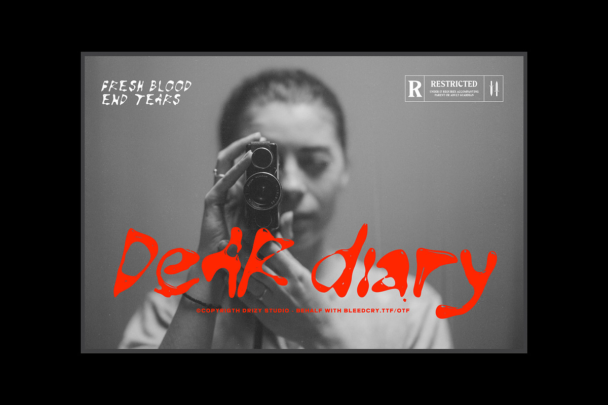 Bleedcry Typeface - Realistic Blood, a Handwritten Font by Drizy (Photo 7 of 9)