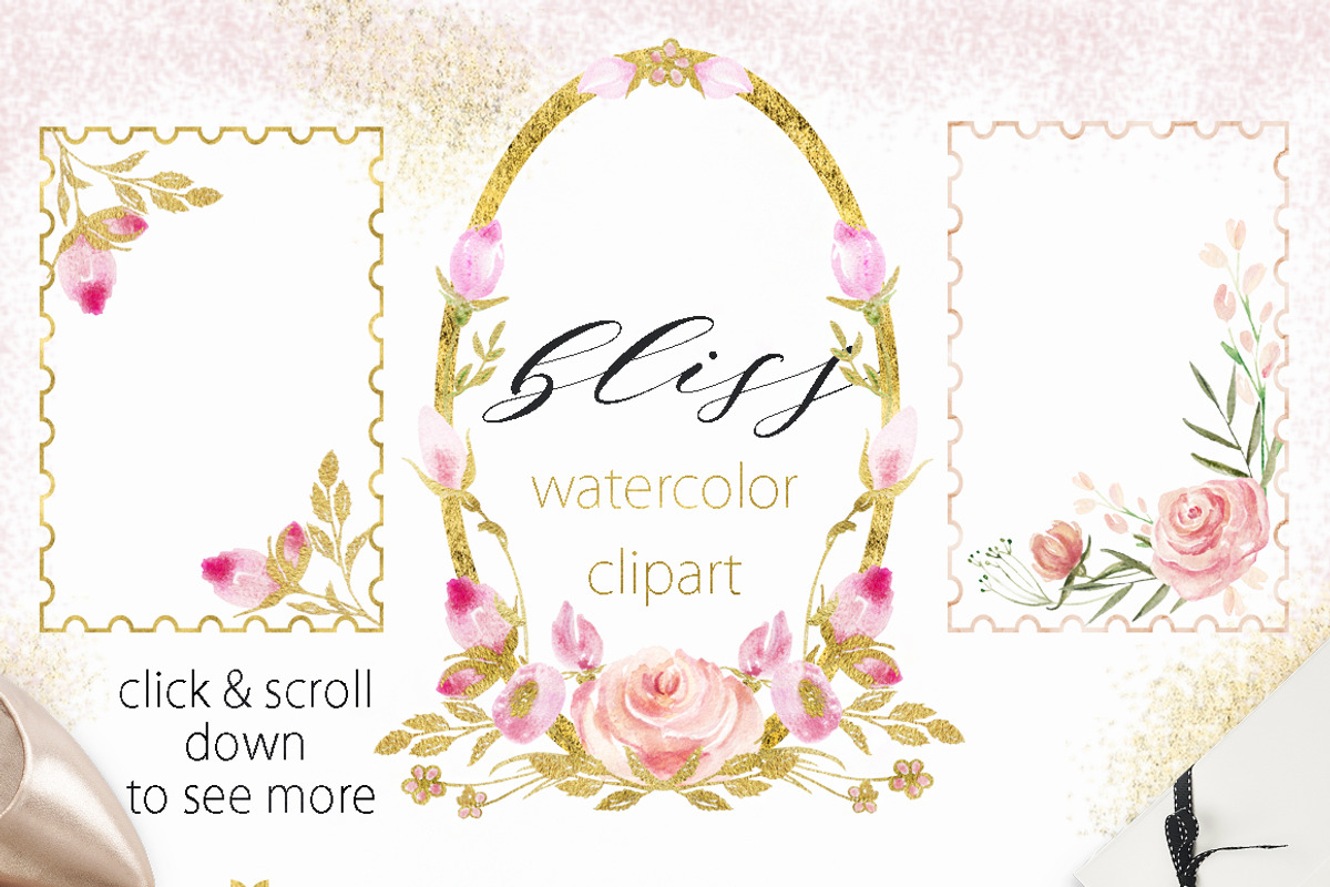 Watercolor clipart Bliss Pink, an Illustration by LABFcreations (Photo 5 of 6)