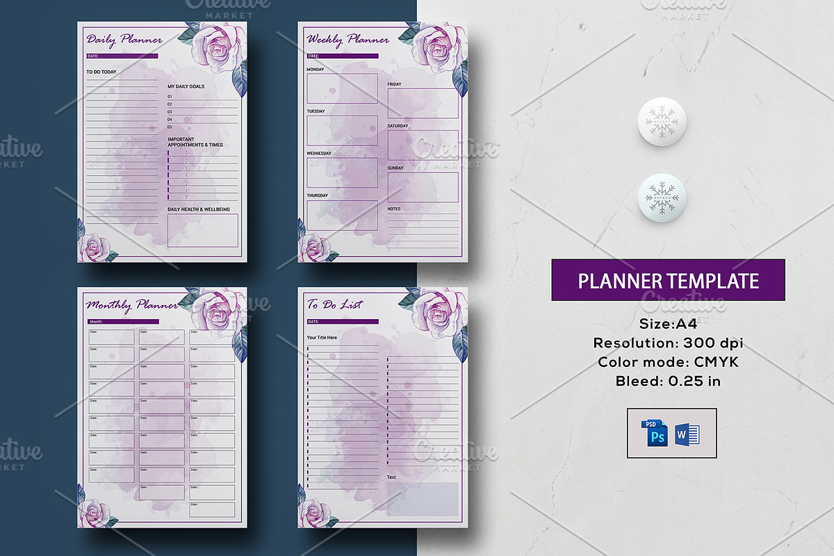 Daily , Weekly, Monthly Planner V13, a Stationery Template by Template Shop (Photo 1 of 6)