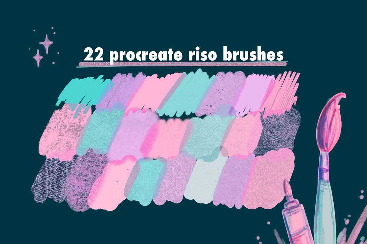40+ procreate riso brushes, a Brush Add-On by laura.design (Photo 2 of 8)