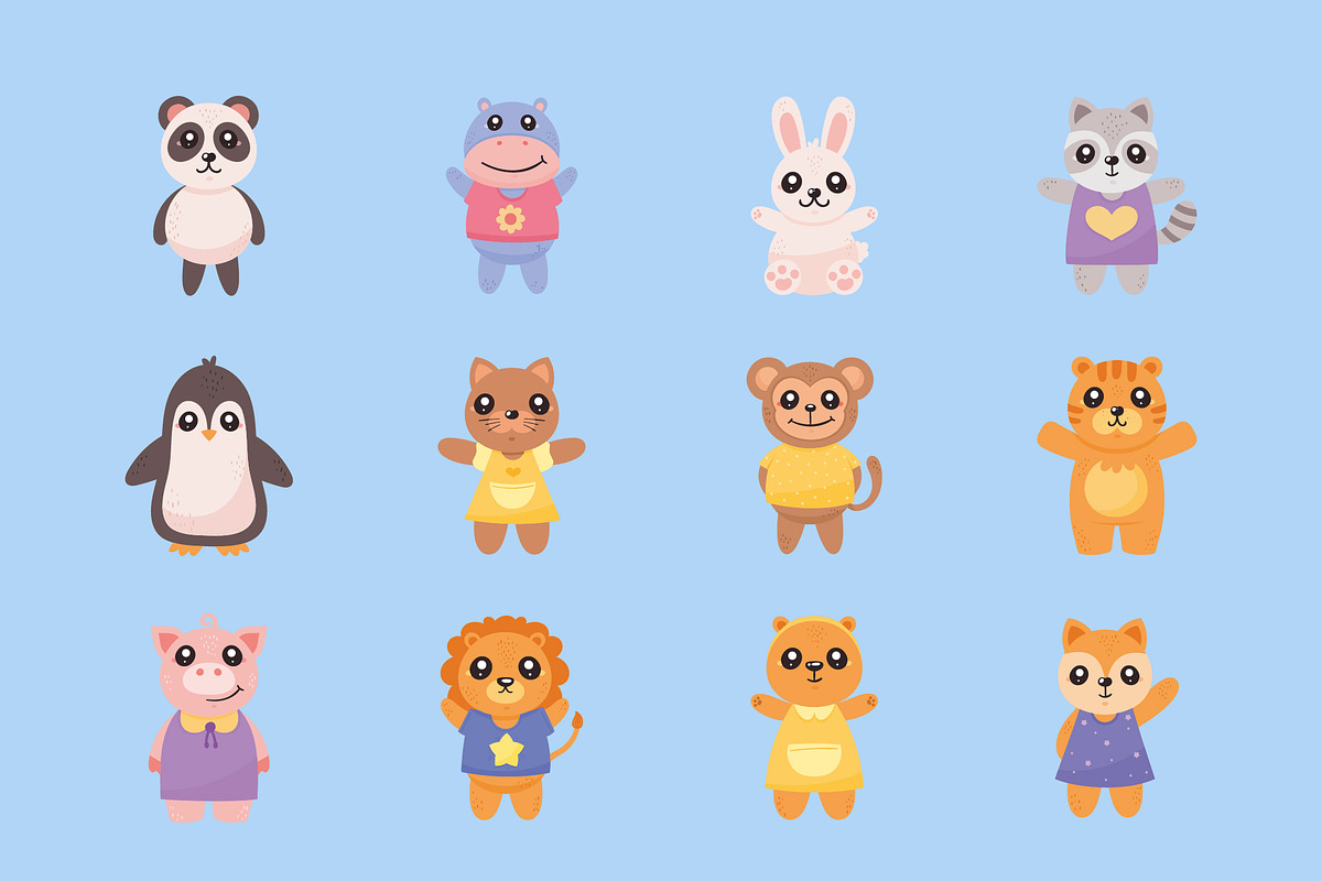 Kawaii Animals Illustration Set