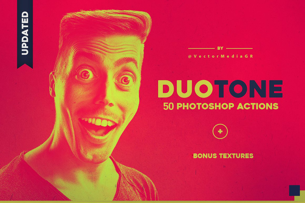 Duotone Photoshop Actions & Textures, an Action Add-On by VectorMedia (Photo 1 of 9)