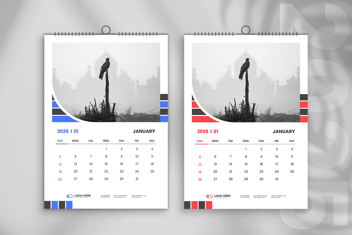 2025 wall calendar design template, a Stationery Template by Tanmoy Topu