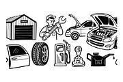 Automotive Repair Vector Set, an Illustration by designvectx (Thumbnail 2 of 3)