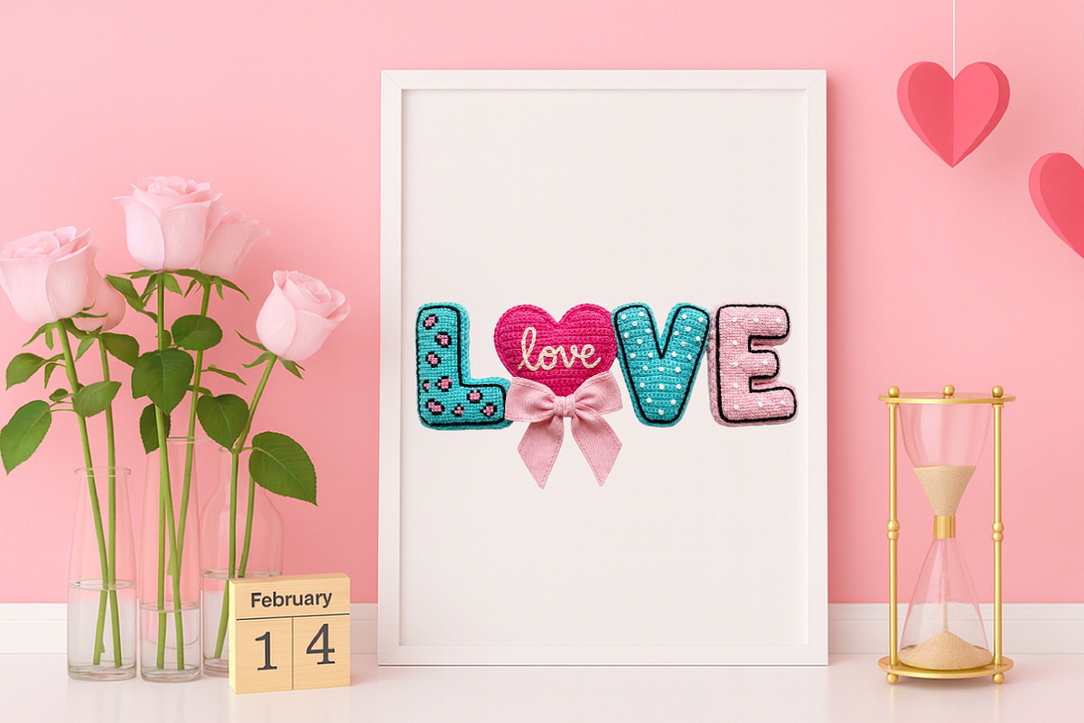 Yarn Crochet Love Valentines PNG, an Illustration by Canvas Craft (Photo 3 of 7)