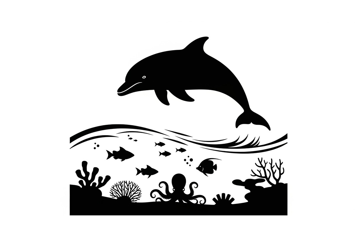 Dolphin Jumping Silhouette Vector, an Illustration by Designs_River (Photo 30 of 51)