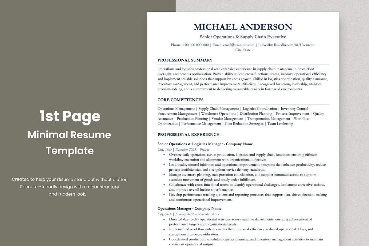 ATS Resume / CV Template Clean, a Resume Template by Anjum Ilyas (Photo 2 of 7)