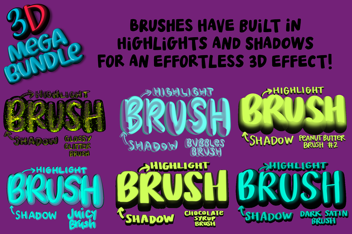 Procreate 3D Mega Bundle, a Brush Add-On by AlwaysBeColoring (Photo 5 of 13)