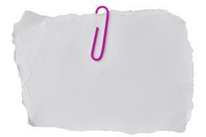 A horizontal piece of white paper with pink paper clips on a whi, an Abstract Photo by ndanko