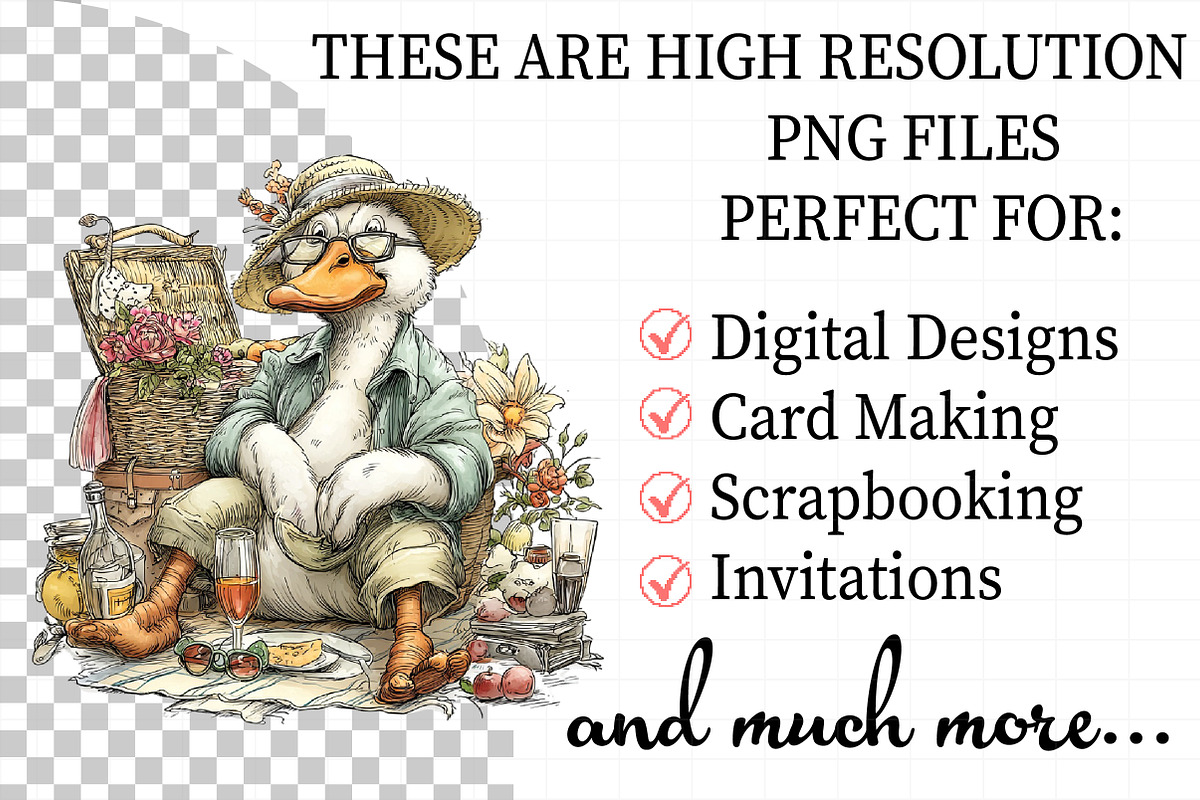 Cute Geese Clipart Sublimation, an Illustration by Daily.Designs (Photo 2 of 5)
