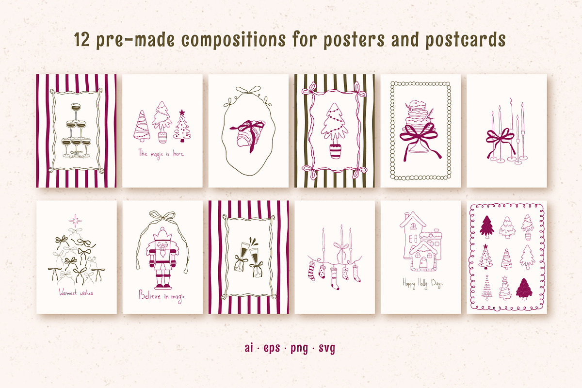 Whimsical Christmas party set, a Decorative Illustration by soboleva alya (Photo 4 of 12)