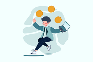 Happy Man with Business Profit, a Person Illustration by Ahmad_Studio