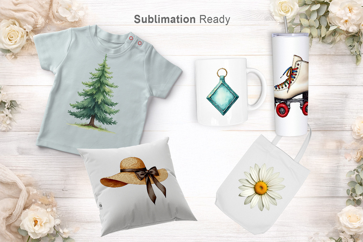 70s Retro Summer Watercolor Clipart, an Illustration by Artnoy (Photo 5 of 8)