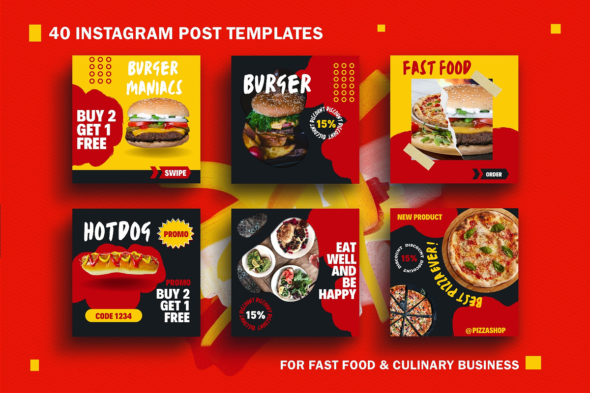 Canva Instagram templates Fast Food, a Social Media Template by Vectorheroes (Photo 2 of 7)