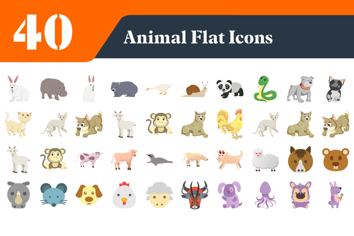 Animal Flat Icons Bundle, an Emoji Icon by EllaMaiyaali (Photo 2 of 3)