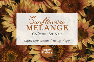 Sunflowers Melange Digital Papers #1