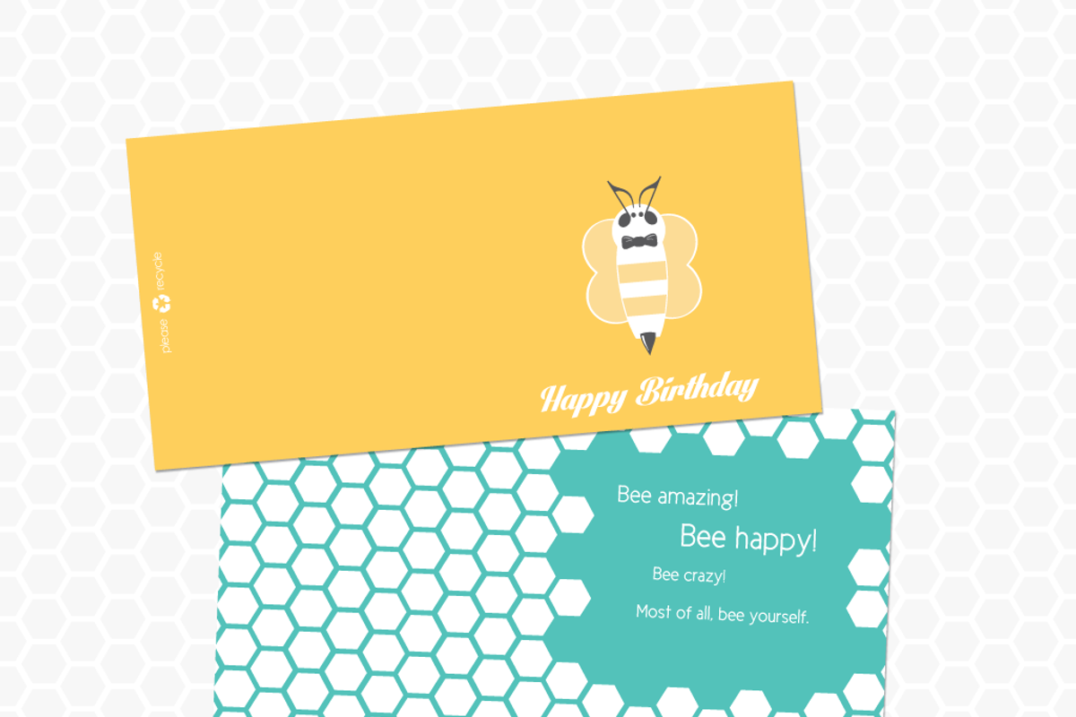 Bee Happy Birthday Card, a Product Mockup by Pixelated Pencils (Photo 1 of 4)