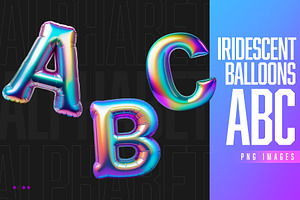 3D Iridescent Type - 26 PNG Letters