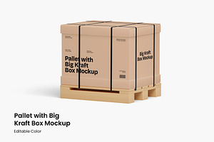 Pallet with Big Kraft Box Mockup, an Advertising Mockup by renderstockmarket