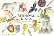 Watercolor Medieval Clipart, an Illustration by PaperSphinx (Thumbnail 1 of 3)
