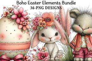 Boho Easter Elements Bundle, an Illustration by Daily.Designs