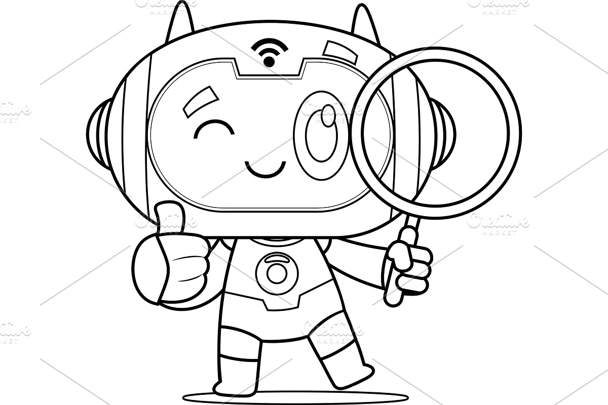 Outlined AI Robot Chat Bot, an Illustration by HitToon