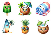Kawaii Summer Beach Clipart Bundle, an Illustration by CreationArt (Thumbnail 3 of 5)
