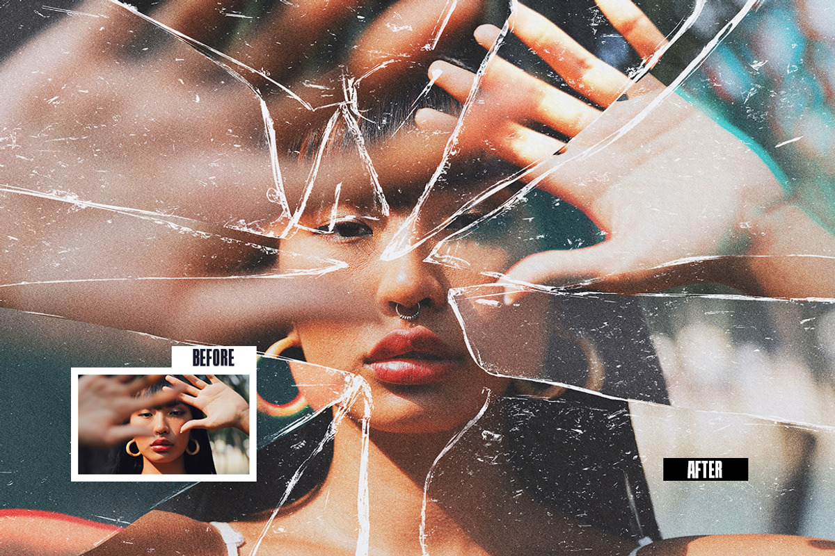 Broken Glass Pieces Photo Effect, a Layer Style Add-On by iDoodle Studio (Photo 2 of 5)