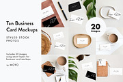 Tan Business Card Photo Mockups, a Product Mockup by Moyo Studio (Thumbnail 1 of 9)