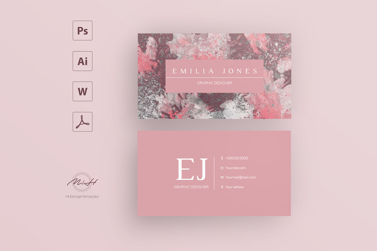 Marble business card template, a Card Template by MH Design Template (Photo 1 of 4)