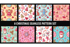Christmas seamless pattern set