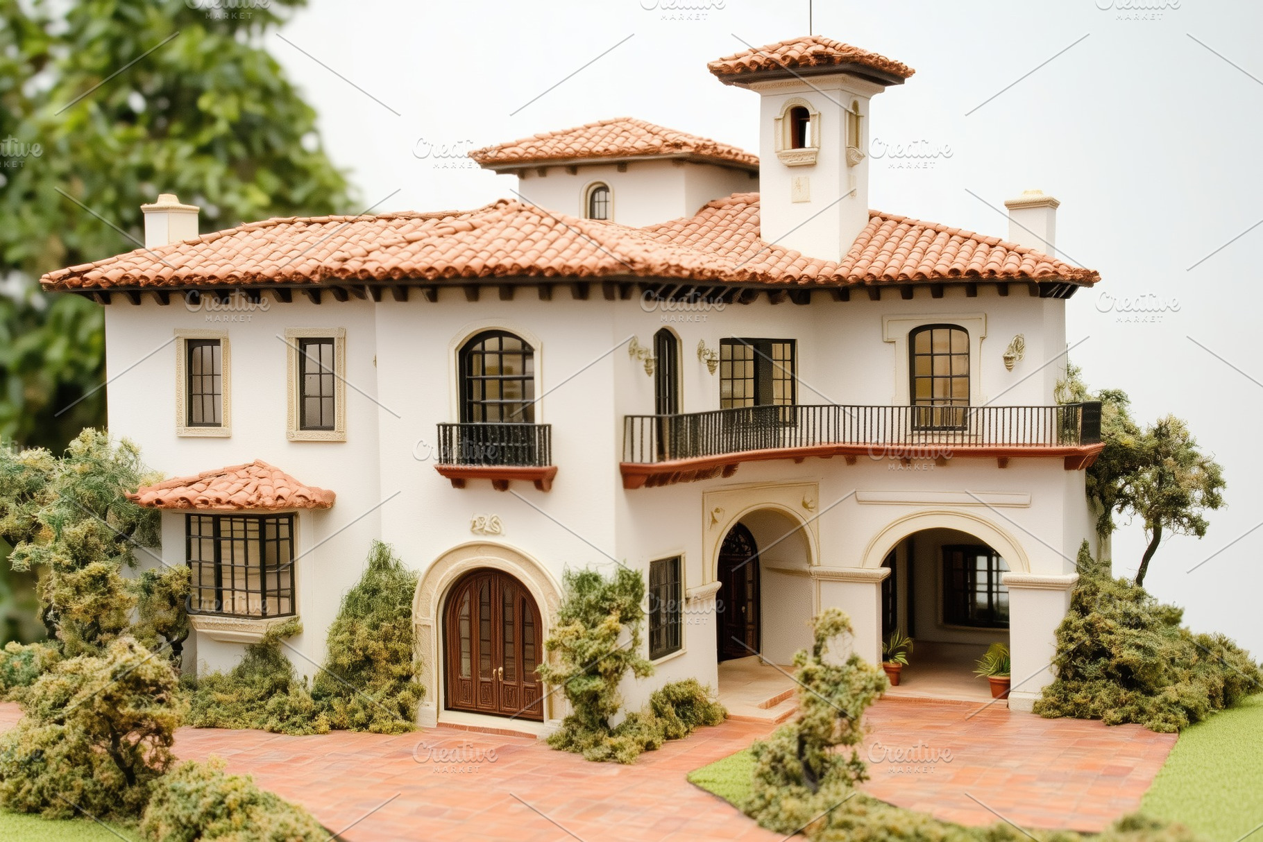 A detailed architectural model of a Mediterranean Spanish Colonial ...