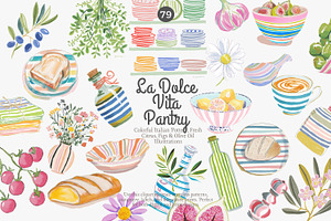 La dolce vita pantry clipart set, a Decorative Illustration by Patishop Art