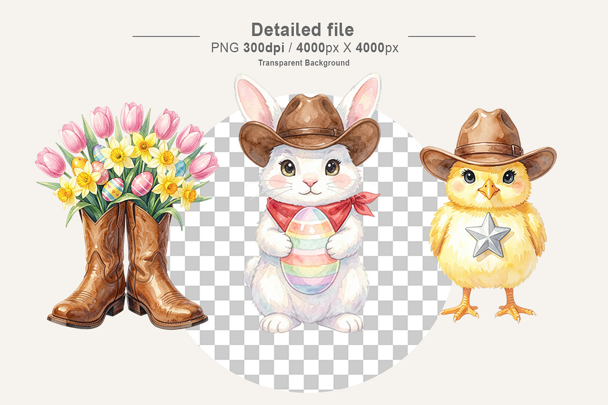 Western Easter Sublimation PNGs, an Illustration by Artnoy (Photo 3 of 8)