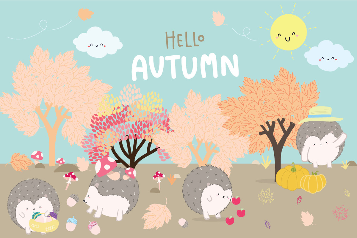 Happy Hedgehog @ Autumn season, a Decorative Illustration by MooBeer (Photo 1 of 6)