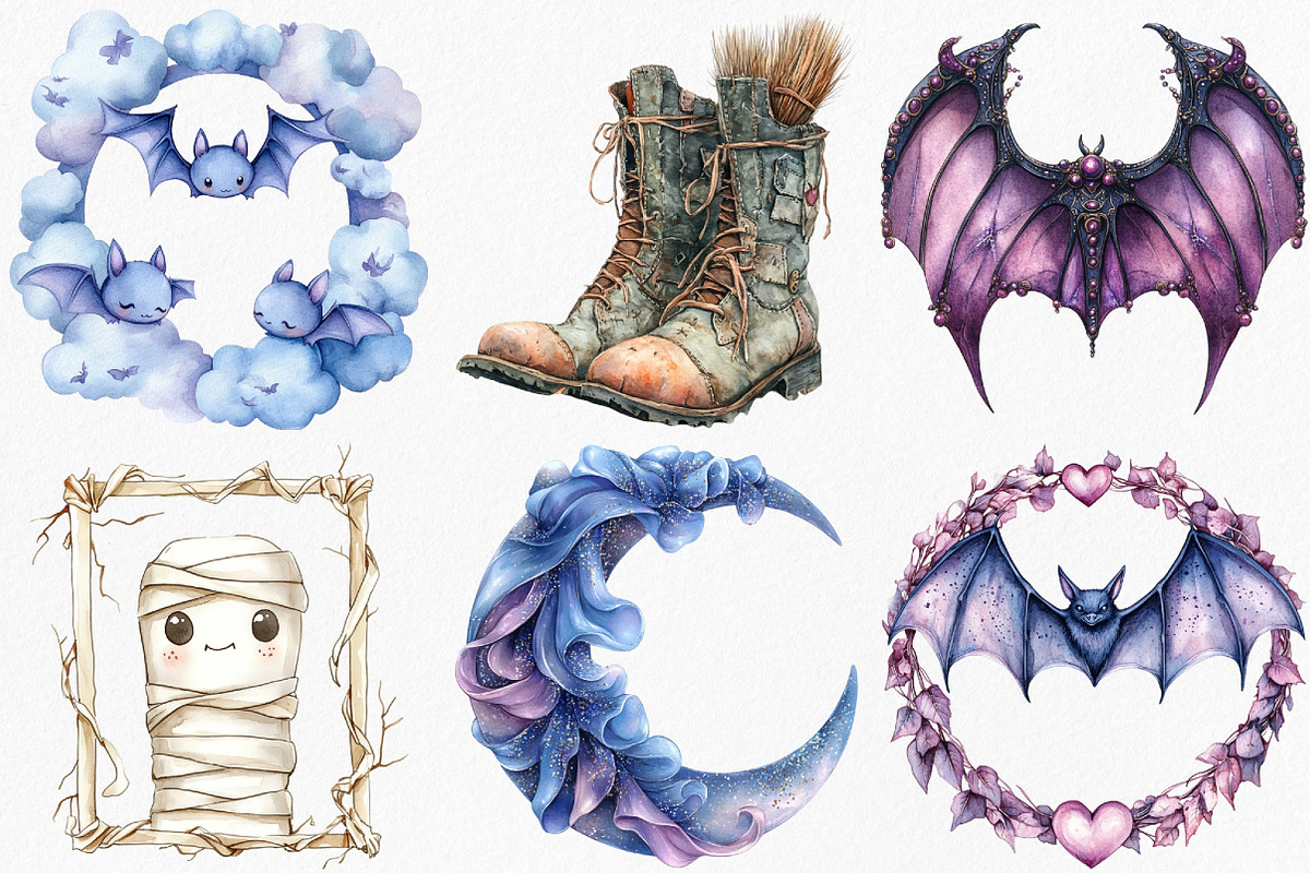 Watercolor Whimsy Halloween Frames, an Illustration by Canvas Craft (Photo 4 of 8)