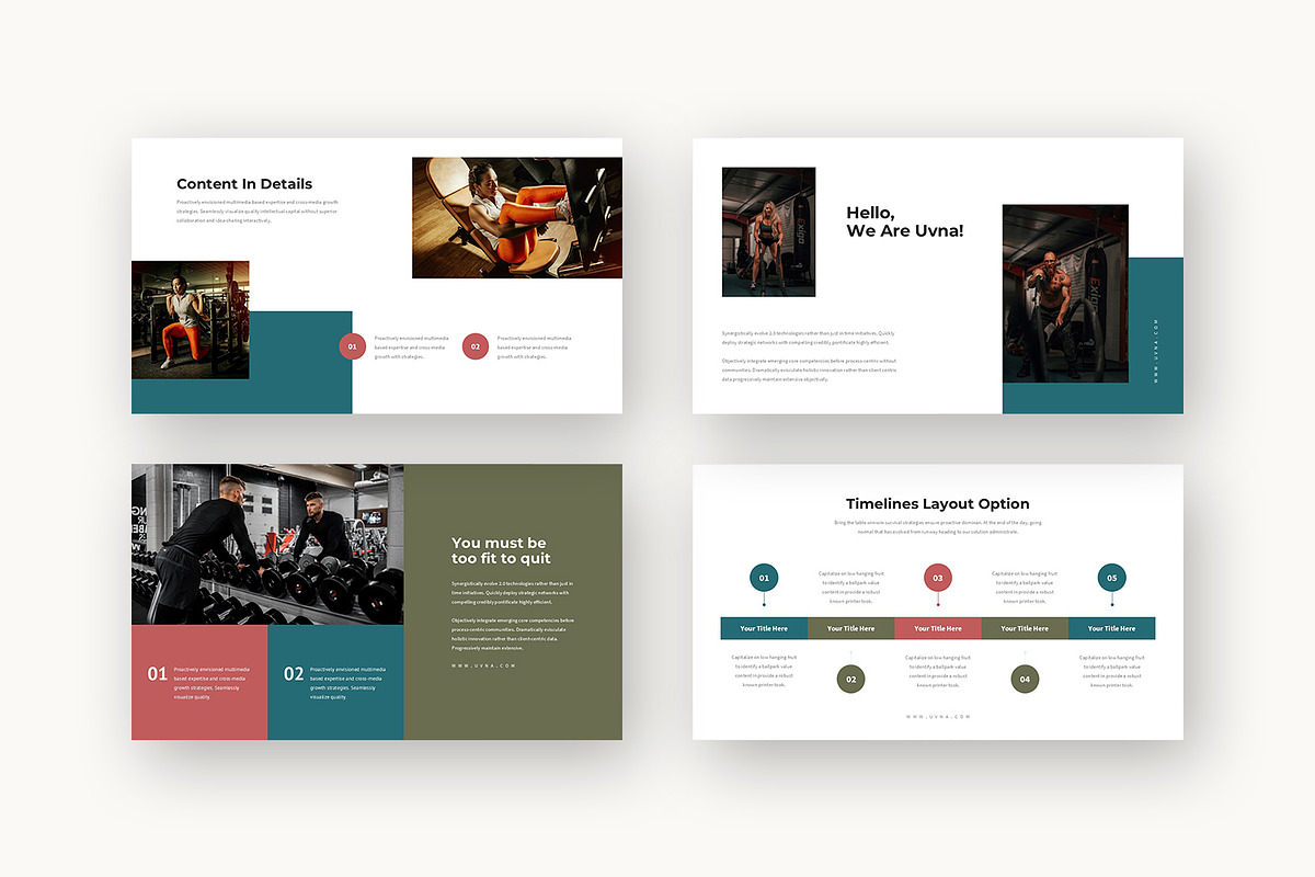 Uvna : Gym & Fitness Powerpoint, a Presentation Template by Punkl Camp (Photo 3 of 16)