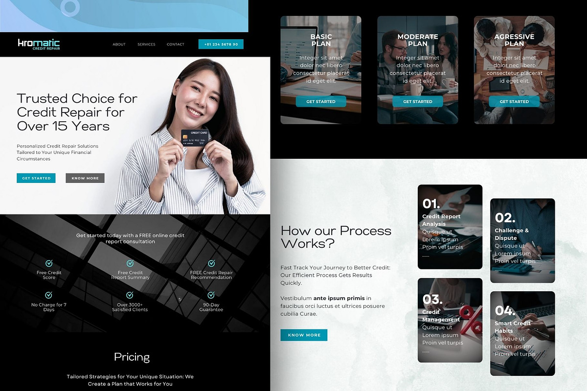 Credit Repair Canva Website Template, a Landing Page Template by Kromatic Design Studio (Photo 1 of 10)