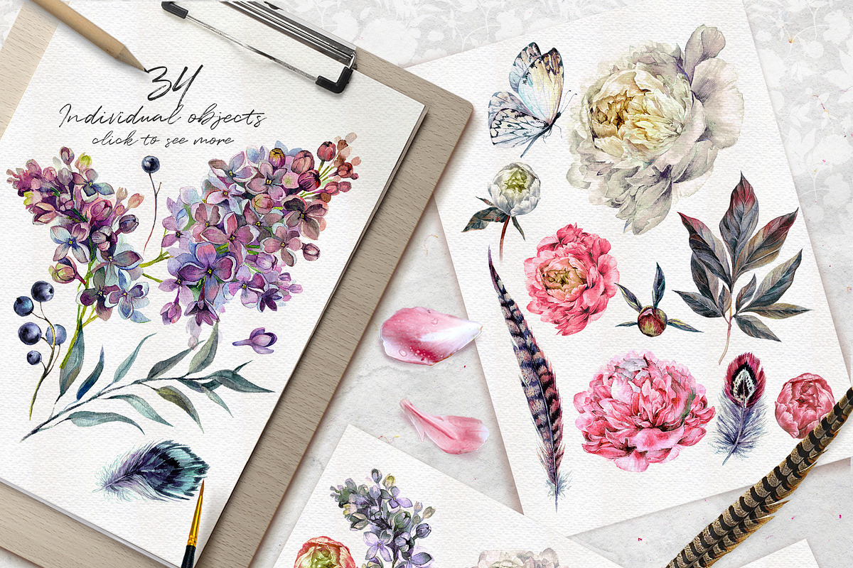 Piano Pastello | Peony Symphony II, a Decorative Illustration by Inna Sinano (Photo 2 of 12)