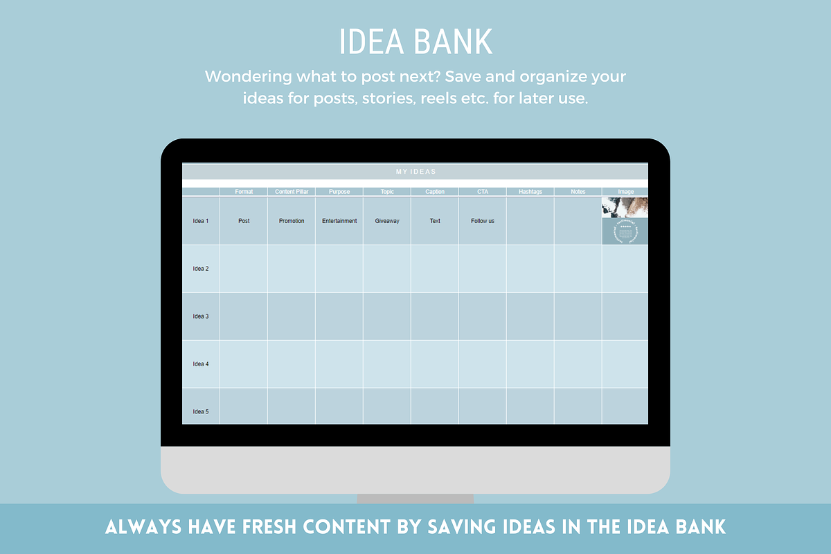 Instagram Planner Google Sheets, a Marketing Template by SunshineStudioBoutique (Photo 5 of 9)